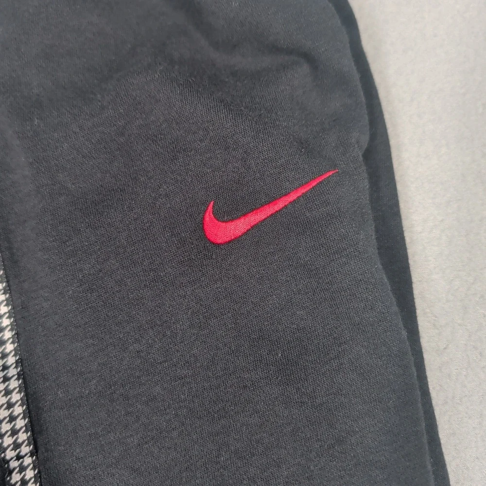 Nike Sweatpants Women Medium‎ Black Houndstooth Trim Red Swoosh Joggers Athletic